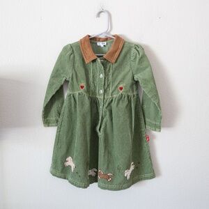 Vintage Le Top Corduroy Horse Cactus Collared Dress